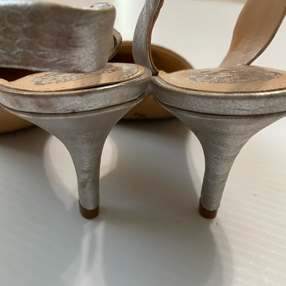 Vince Camuto Silver Snake Slingback Low High Heels - Picture 7 of 12